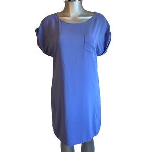 100% Silk Shirt Shift Dress Tunic Short Sleeve Lightweight Minimalist Business
